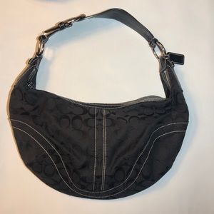 Coach black signature and leather hobo bag
